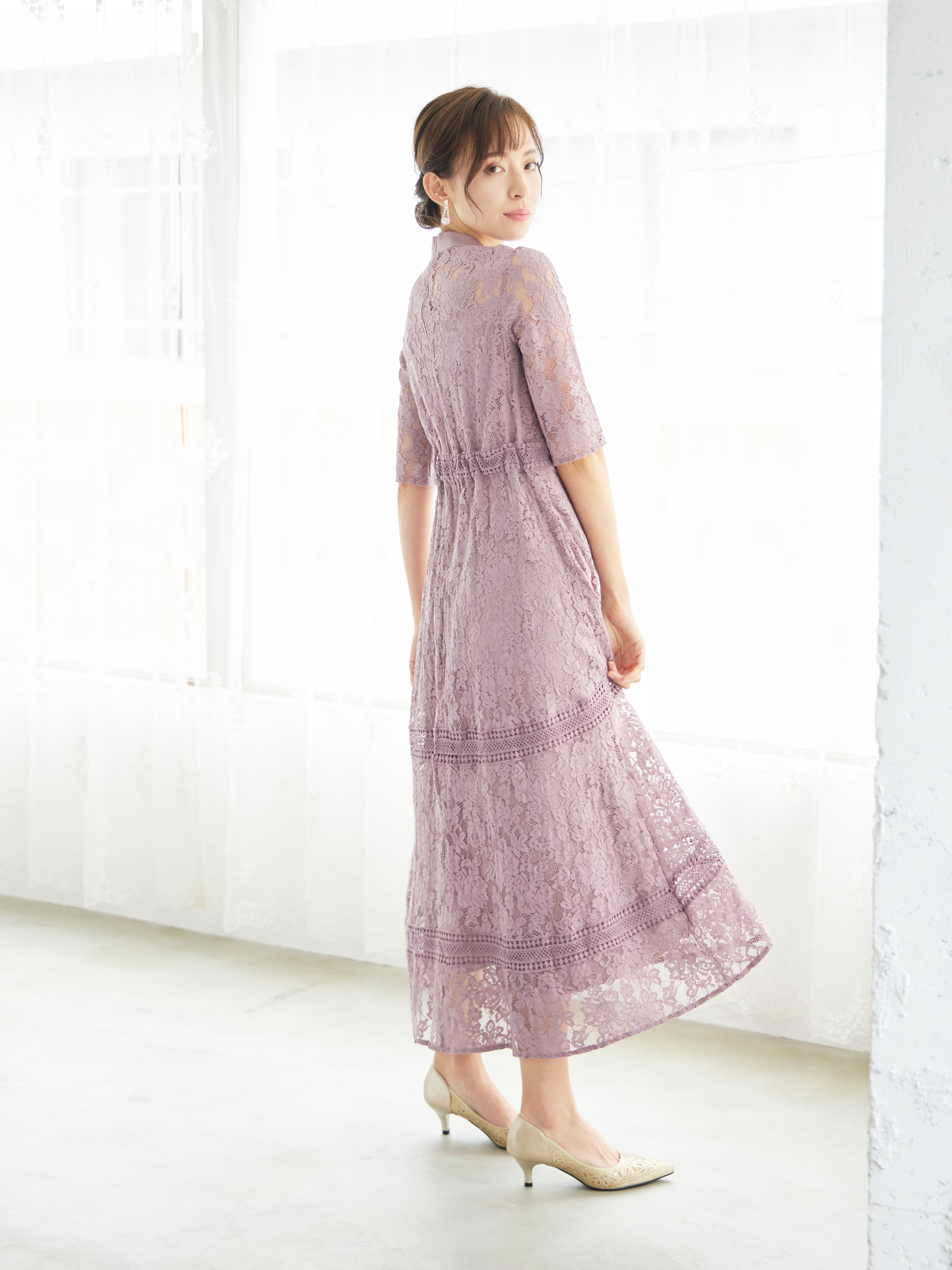 [レンタル] BELINDA DE CAPRIS ケミカルレース フィッシュテール ワンピースドレス ダークピンクの宅配レンタル - 9