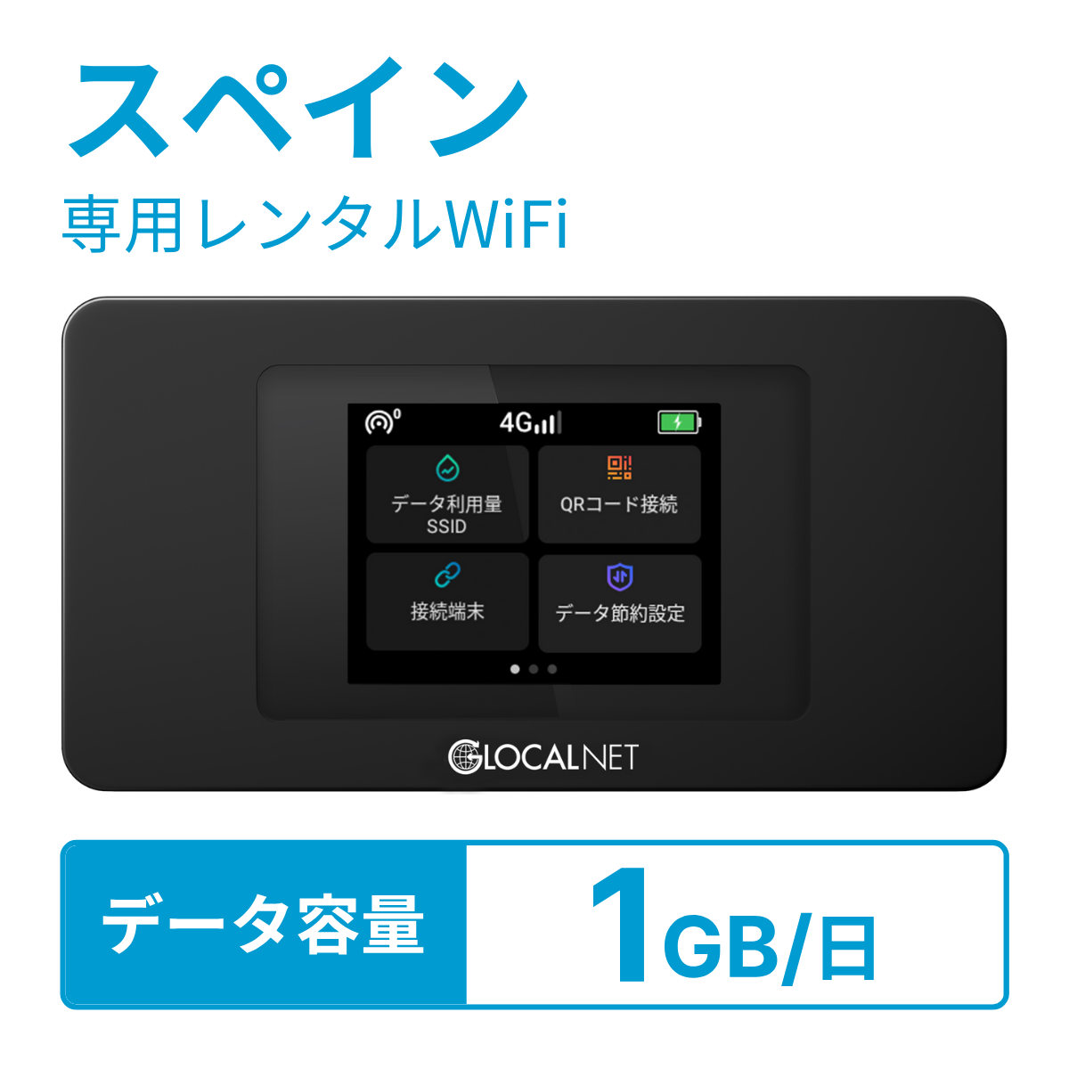 [レンタル] レンティオWiFi スペインWiFi 4G 1GB/日 データ容量プランの宅配レンタル - 1