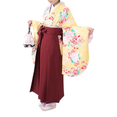 女性用 袴セット ボタン柄 (着物、袴、和装小物一式) クリーム