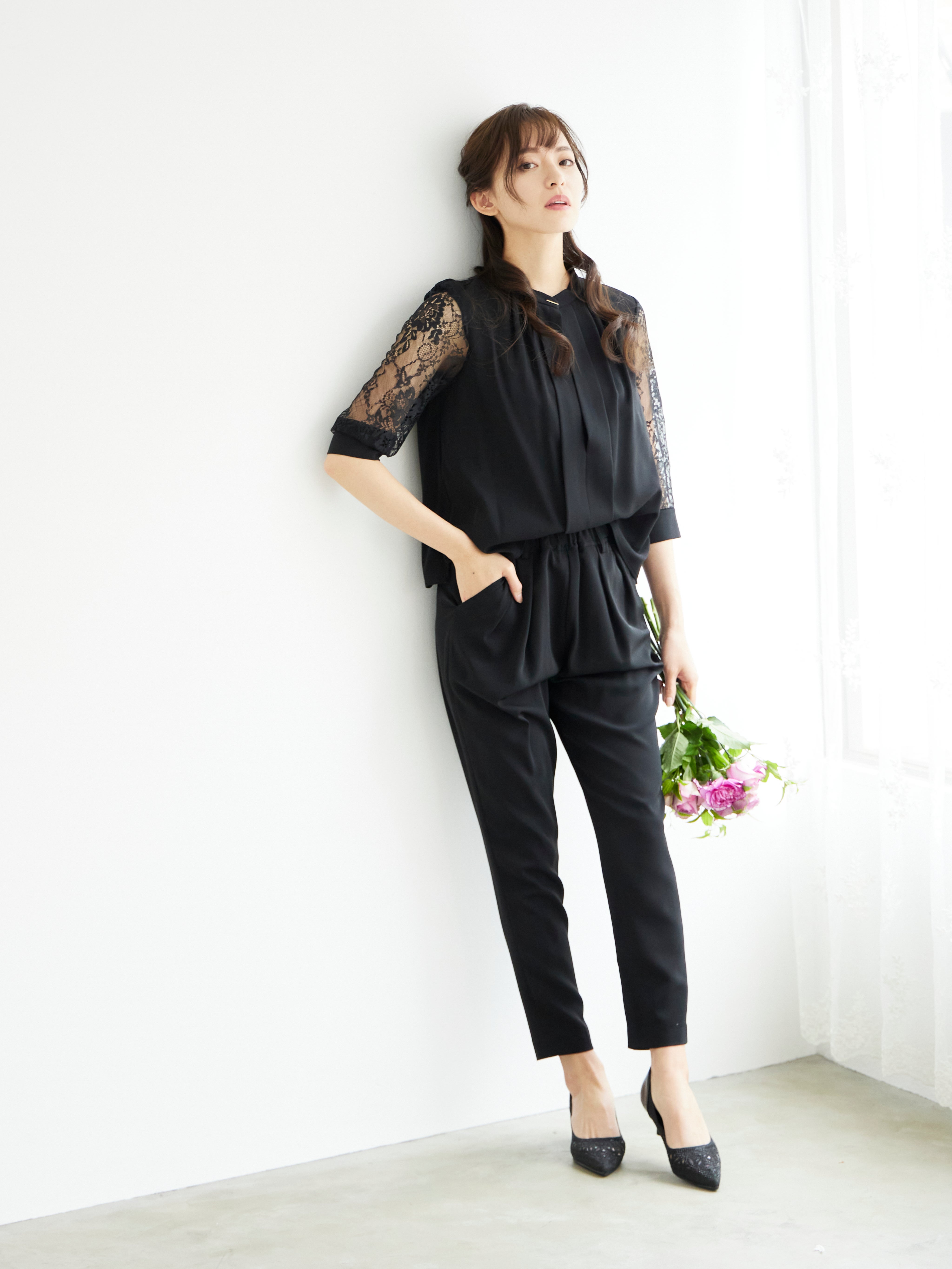 [レンタル] BELINDA DE CAPRIS 前開きブラウス セットアップ テーパードパンツドレス ブラックの宅配レンタル - 7