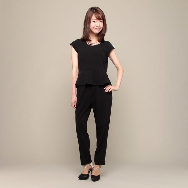 [レンタル] レディース ビームス ライツ キャップスリーブ パンツドレス ブラック 9号