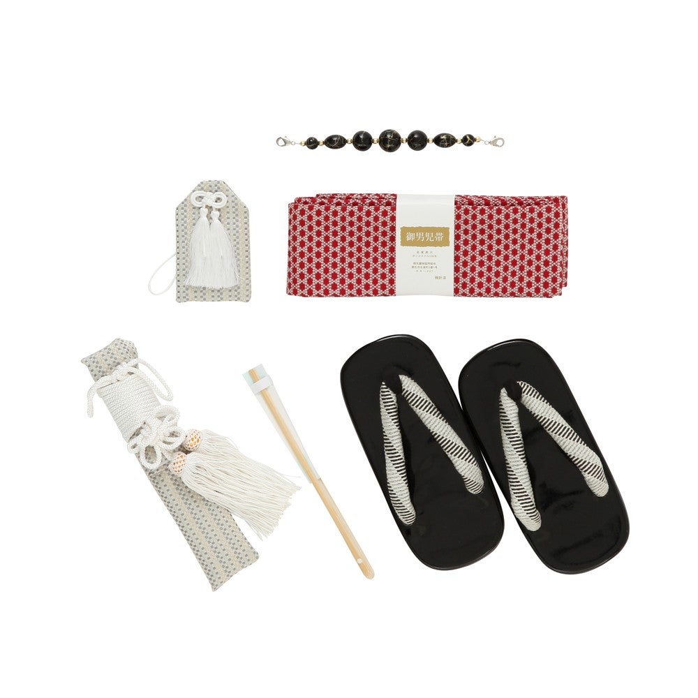 [レンタル] 七五三/節句 袴セット 5歳男の子 交織 絵羽 四ツ身 選べる5色 (グレー / 白 / 黒 / 青 / 紫)の宅配レンタル - 4