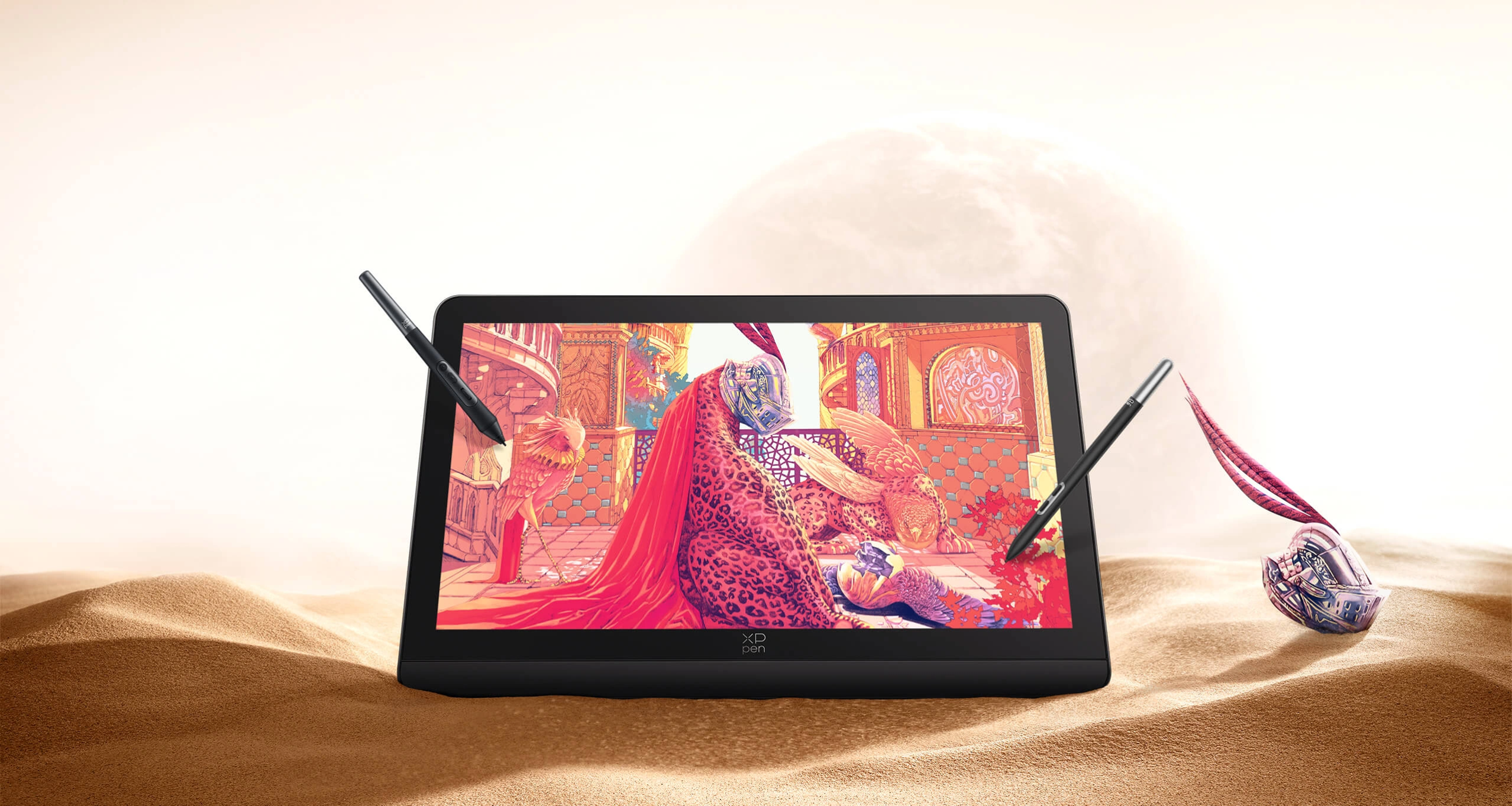 XP-Pen Artist Pro 19 (Gen 2) ARTPP180UH_JP2 液晶ペンタブレット 本体とペン 利用イメージ - 2