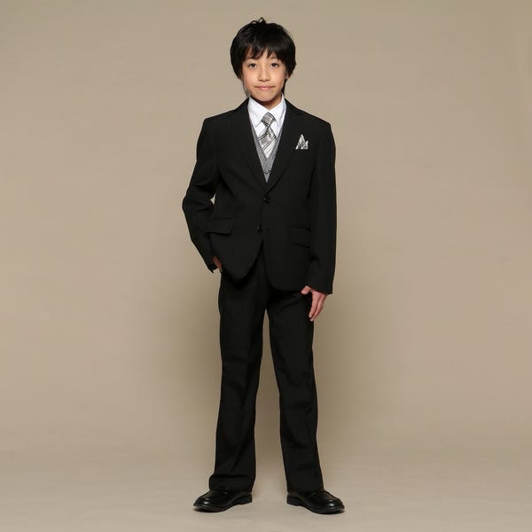 [レンタル] メンズ 【子供用】スリーピース スーツ ブラック 160cm
