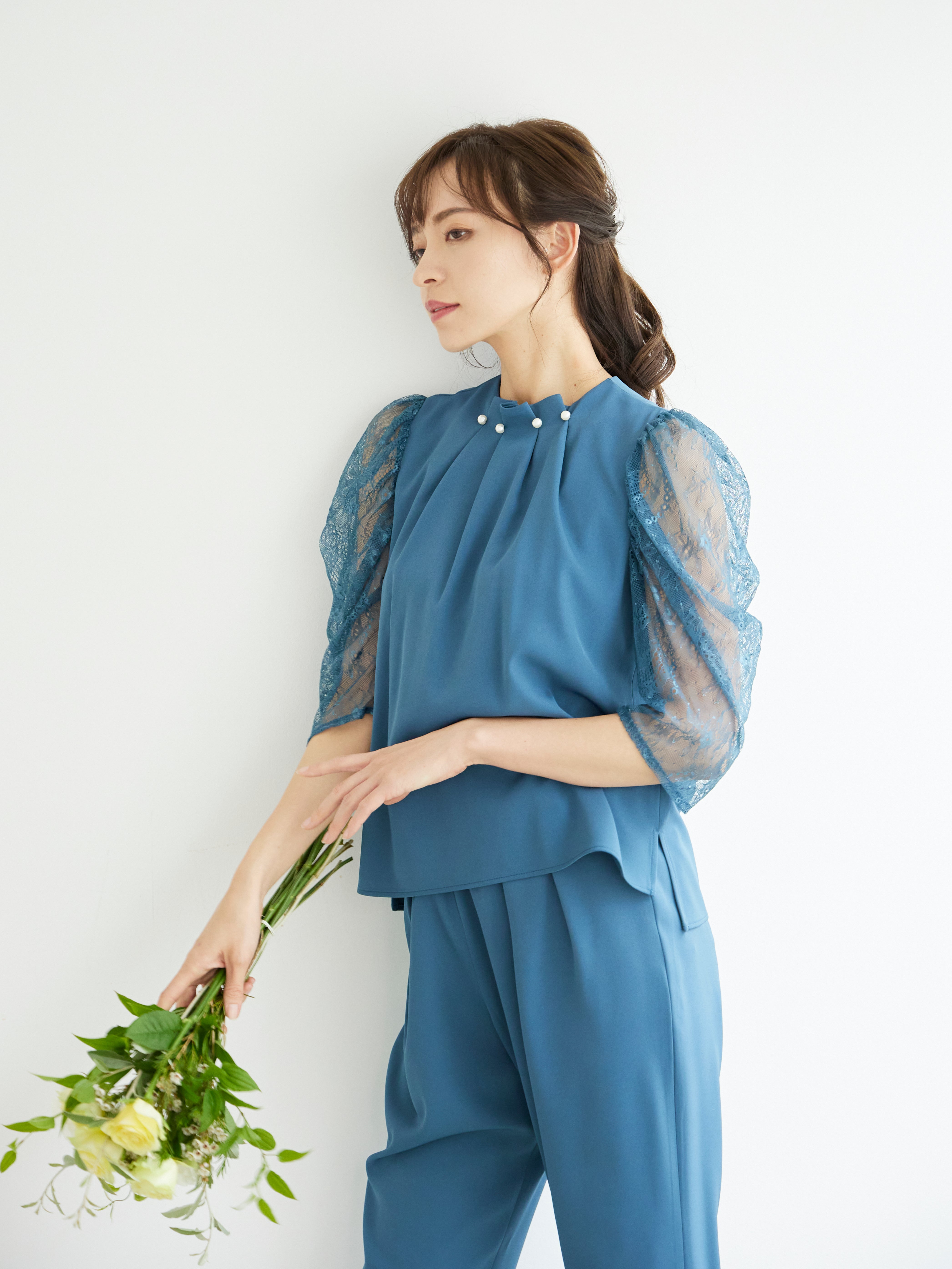 [レンタル] BELINDA DE CAPRIS パールボタン付き セットアップ パンツドレス グリーンの宅配レンタル - 12