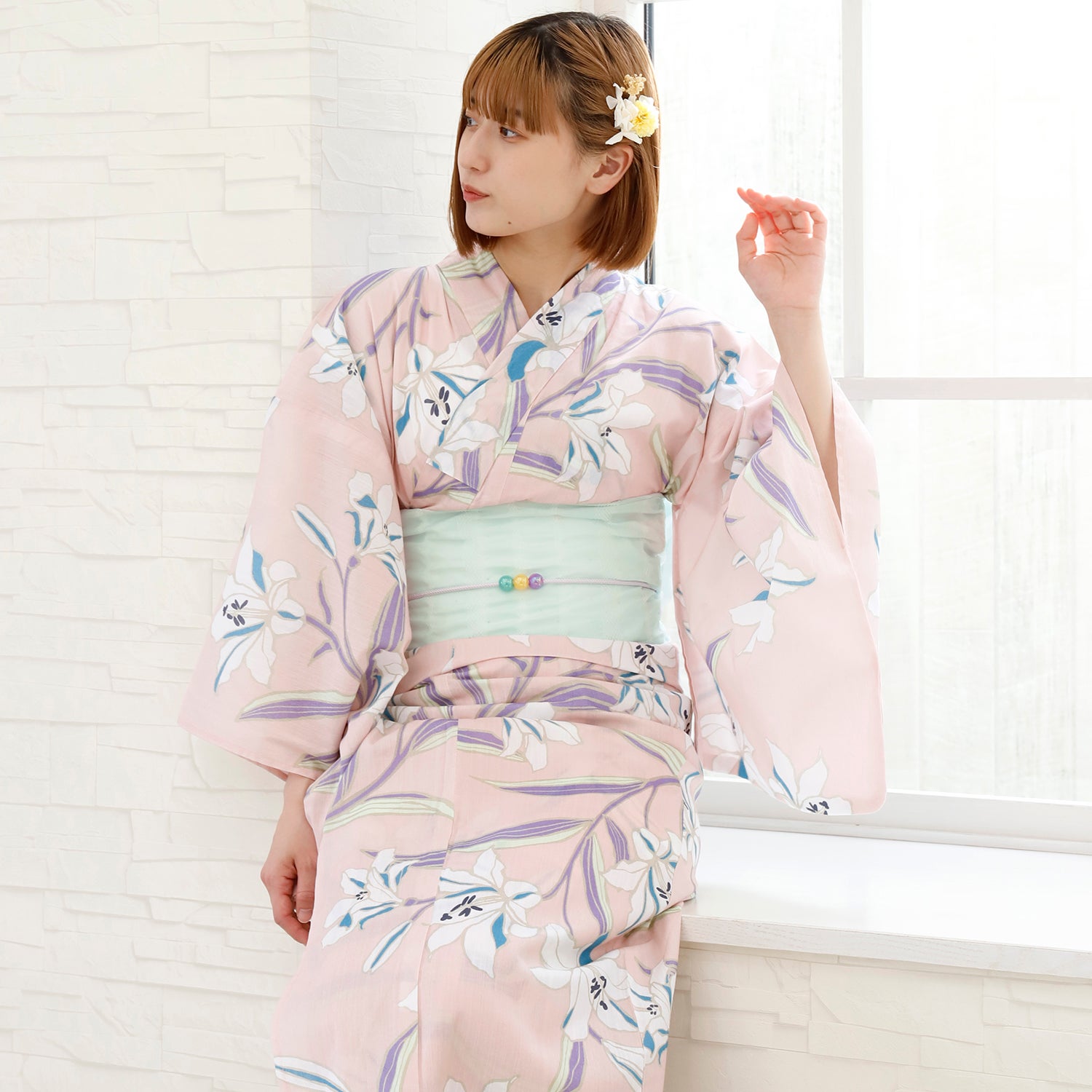 [レンタル] [2025新作]SION レディース浴衣 百合 フリーサイズの宅配レンタル - 2