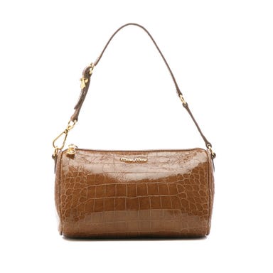 レディース ミュウミュウ カタオシレザー ハンドバッグ ベージュ