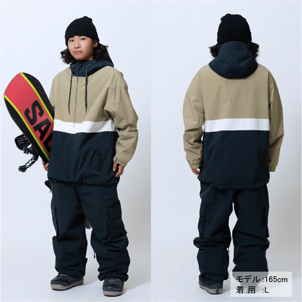 [レンタル] 【Lサイズ・カラー：SAND×BLACK】 オンヨネ(ONYONE) 男女兼用 スキー・スノボウェア ジャケット WIDE OVER JACKET JFJ98002 と パンツ WIDE CARGO PANTS JFP98012のセット