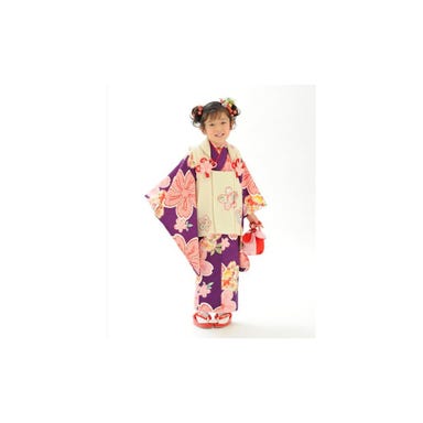 七五三/節句 被布セット 3歳女の子 疋田柄 古典デザイン パープル