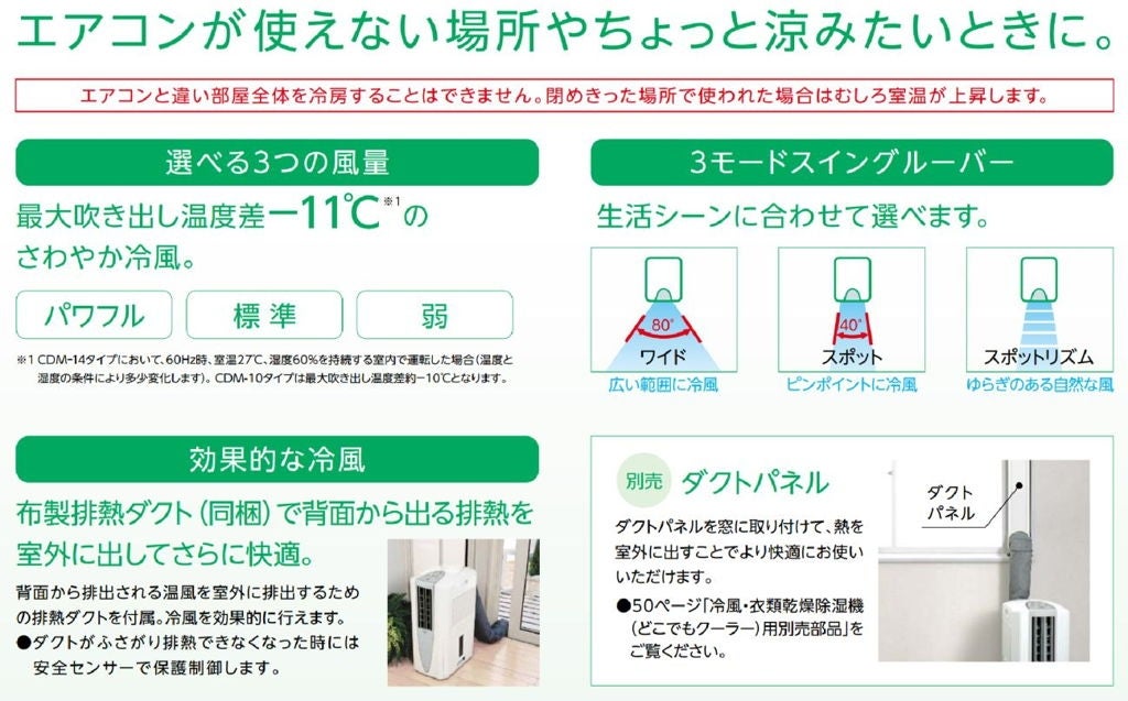 [レンタル] コロナ 冷風衣類乾燥除湿機 どこでもクーラー CDM-1425 - 2