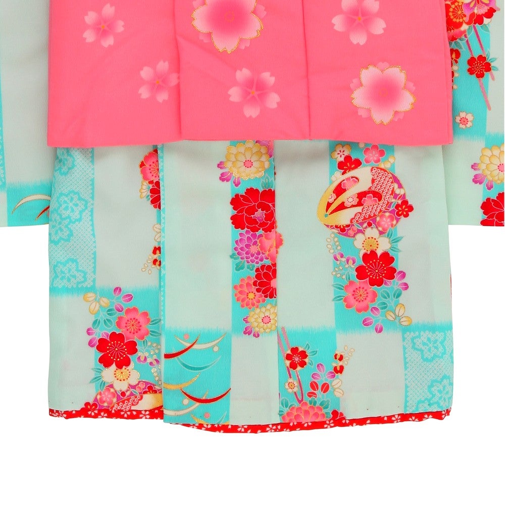 [レンタル] 七五三/節句 被布セット 3歳女の子 短冊模様 彩り手鞠の宅配レンタル - 3