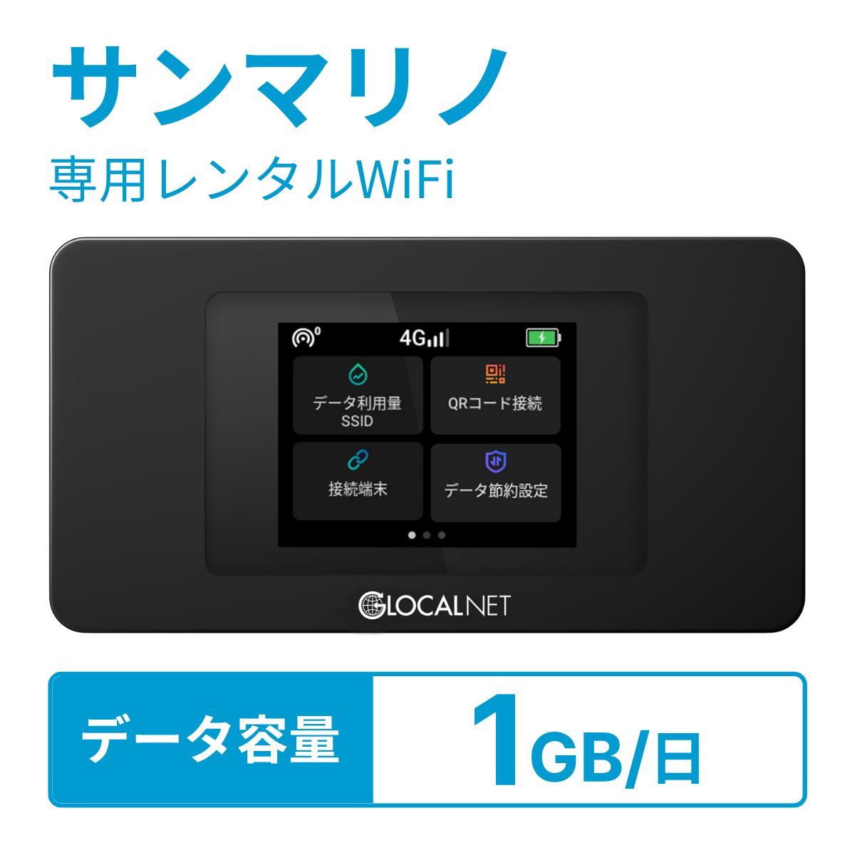 [レンタル] レンティオWiFi サンマリノWiFi 4G 1GB/日 データ容量プラン