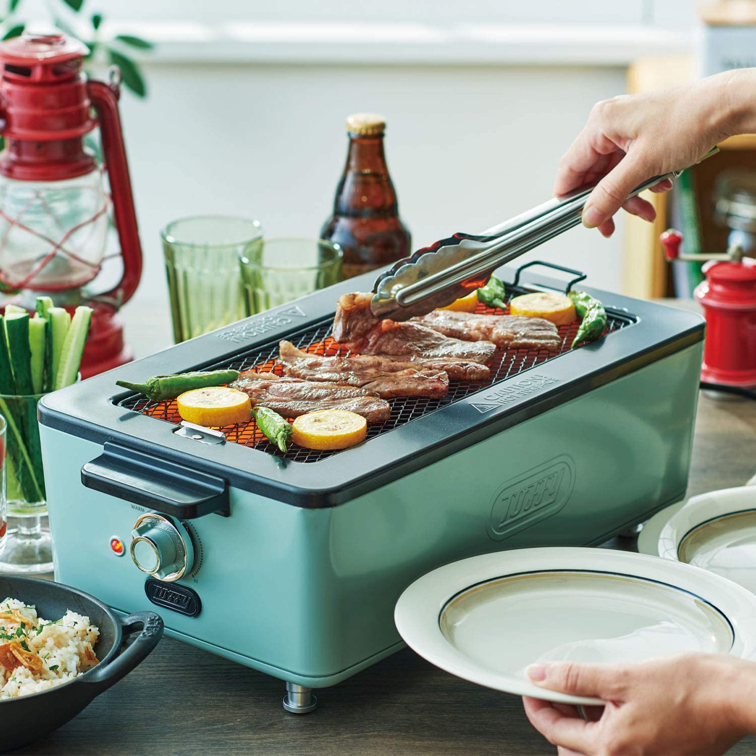 [レンタル] ラドンナ Toffy トフィー スモークレス焼肉ロースター K-SY1 ペールアクア - 3