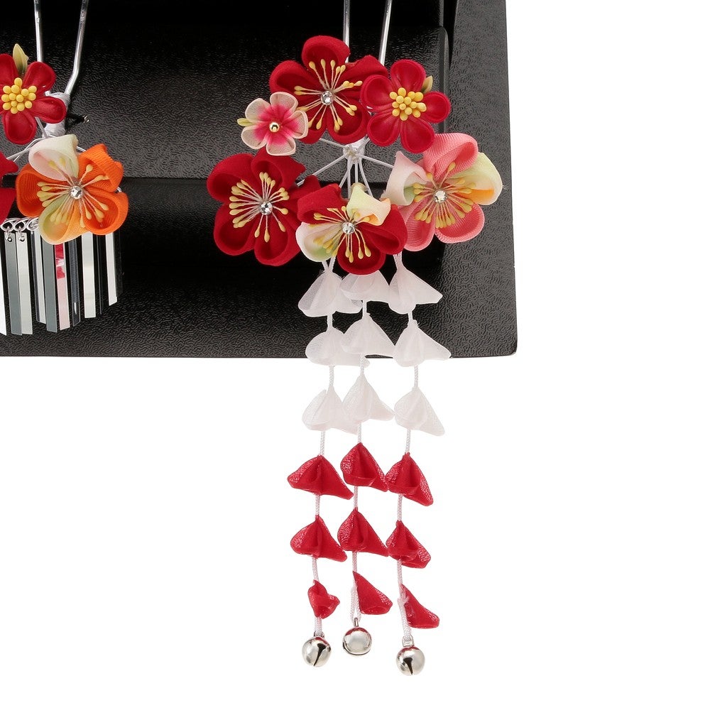 [レンタル] 七五三/節句 和装髪飾り ちんころ かんざし 4点 勝山セット (レッド)の宅配レンタル - 3