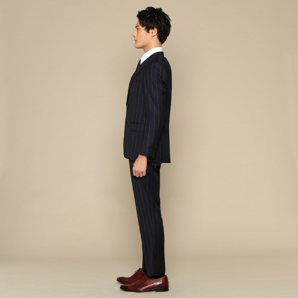 [レンタル] シンプリシテプリュス ストライプ メンズスーツ2点セット(ジャケット+パンツ) ネイビーの宅配レンタル - 2
