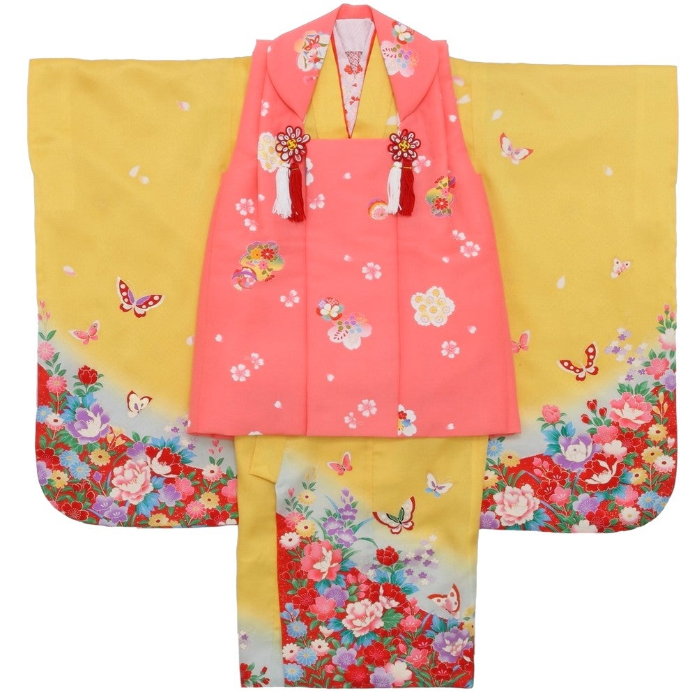 [レンタル] 七五三/節句 被布セット 3歳女の子 被布セット 牡丹 お花畑の宅配レンタル - 5