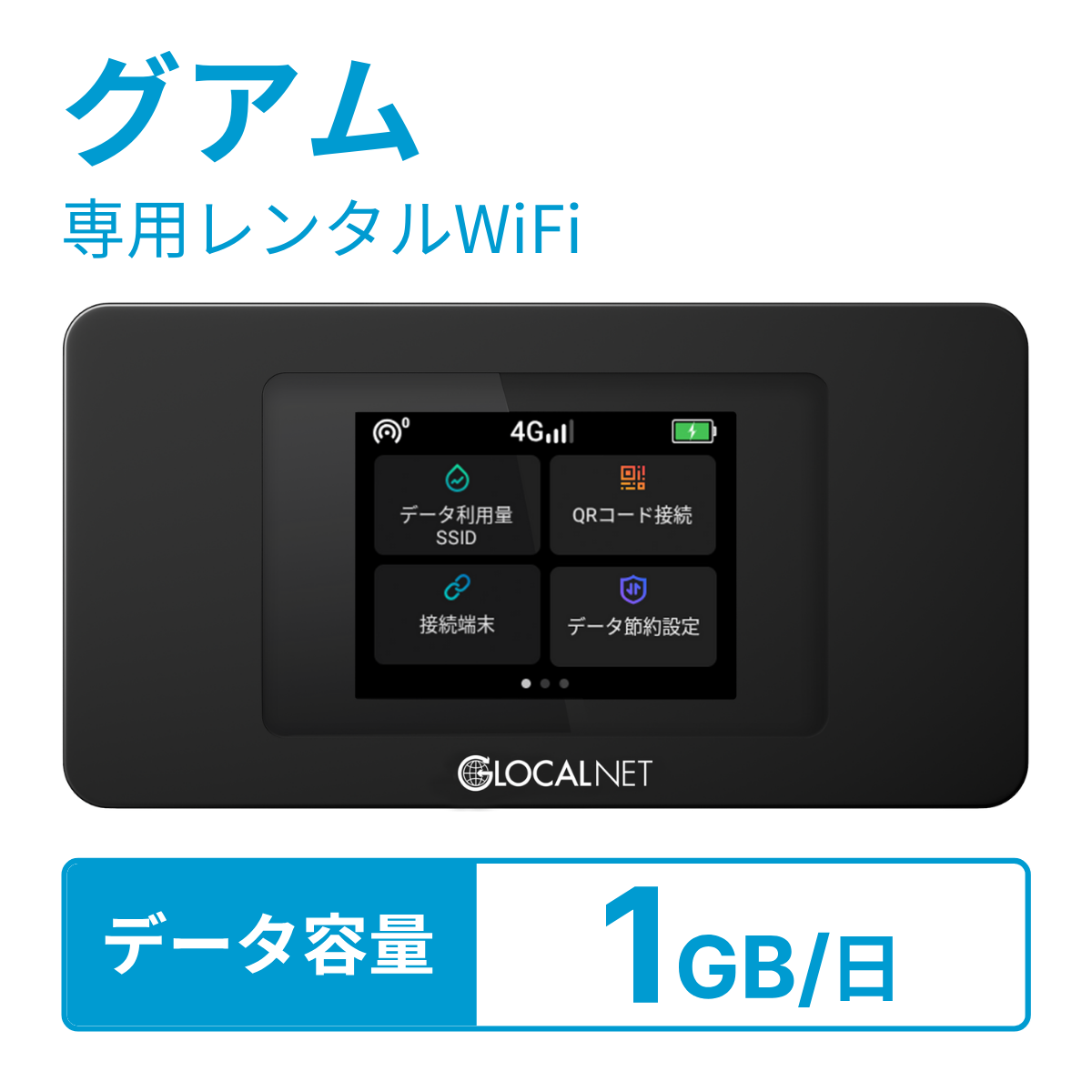 [レンタル] レンティオWiFi グアムWiFi 4G 1GB/日 データ容量プラン