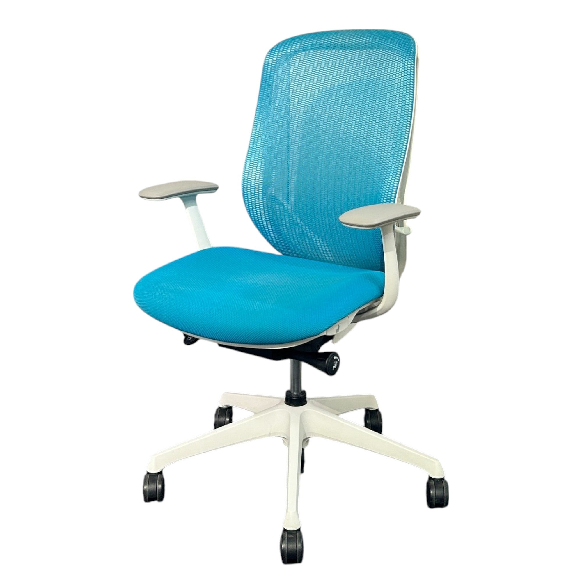 [レンタル] オカムラ オフィスチェア シルフィー ハイバック 固定肘 ブルーグリーン ホワイト C646XW-FMR6