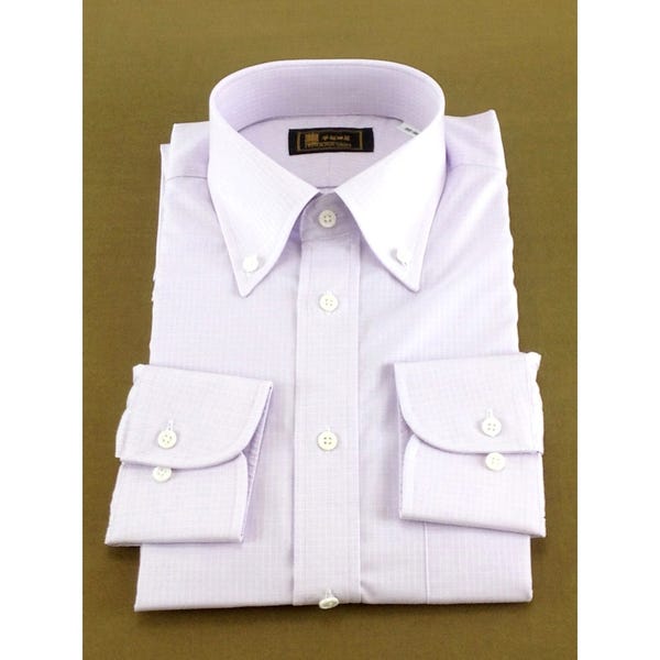 [レンタル] 早稲田屋 メンズワイシャツ 長袖 ボタンダウン パープル グラフチェック (Mサイズ / Lサイズ) パープル Lサイズ