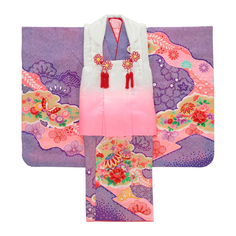 [レンタル] 七五三/節句 被布セット 3歳女の子 被布セット 艶やか 牡丹柄の宅配レンタル - 5