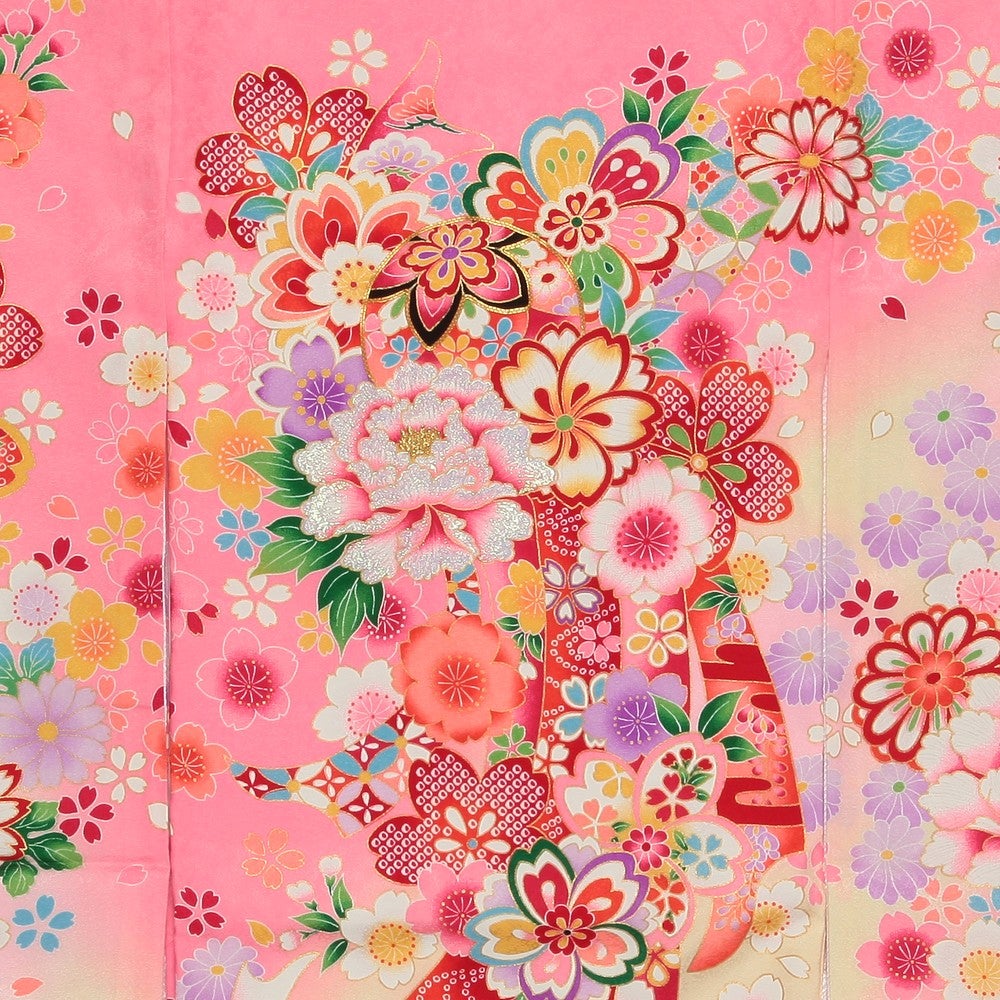 [レンタル] 女の子 お宮参り 産着レンタル6点フルセット 正絹 花 輝糸の宅配レンタル - 3