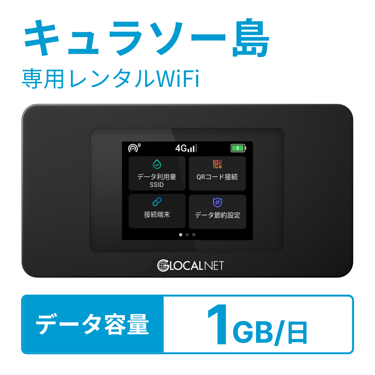 [レンタル] レンティオWiFi キュラソー島WiFi 4G 1GB/日 データ容量プラン