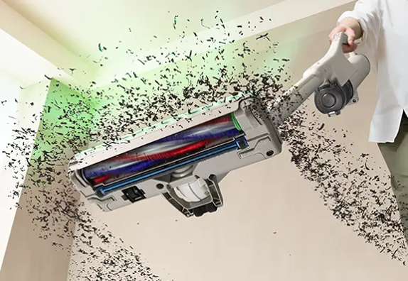 日立 コードレススティッククリーナー らくメンスティック PV-BG1000R 壁際掃除 ゴミ吸引イメージ - 8