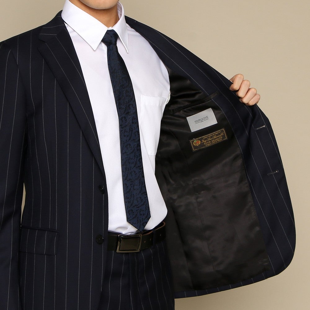 [レンタル] シンプリシテプリュス ストライプ メンズスーツ2点セット(ジャケット+パンツ) ネイビーの宅配レンタル - 4