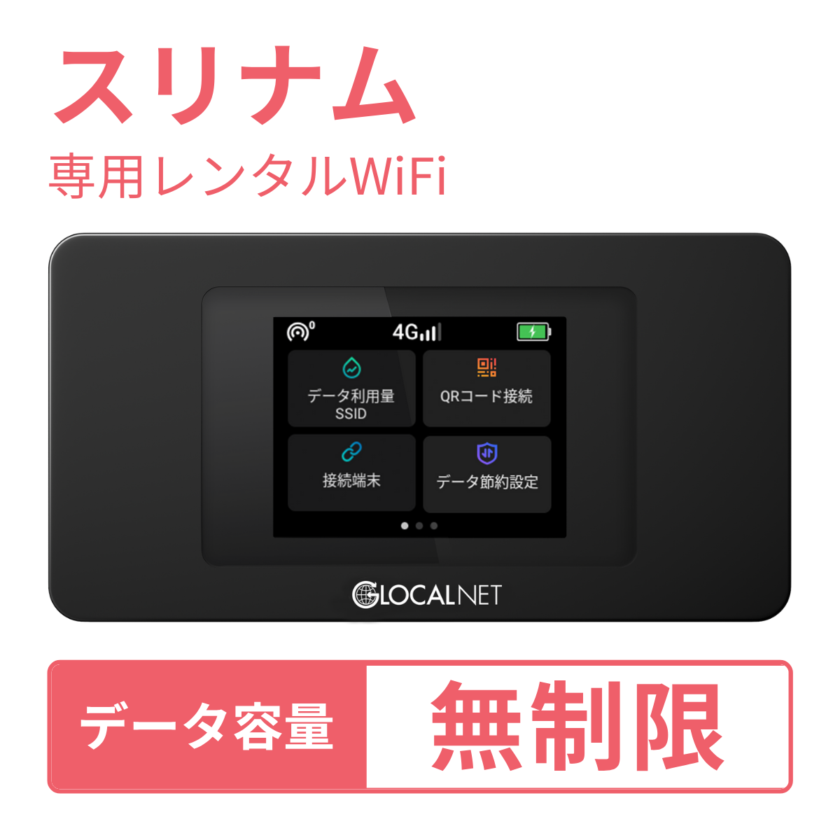 [レンタル] レンティオWiFi スリナムWiFi 4G 無制限/日 データ容量プラン