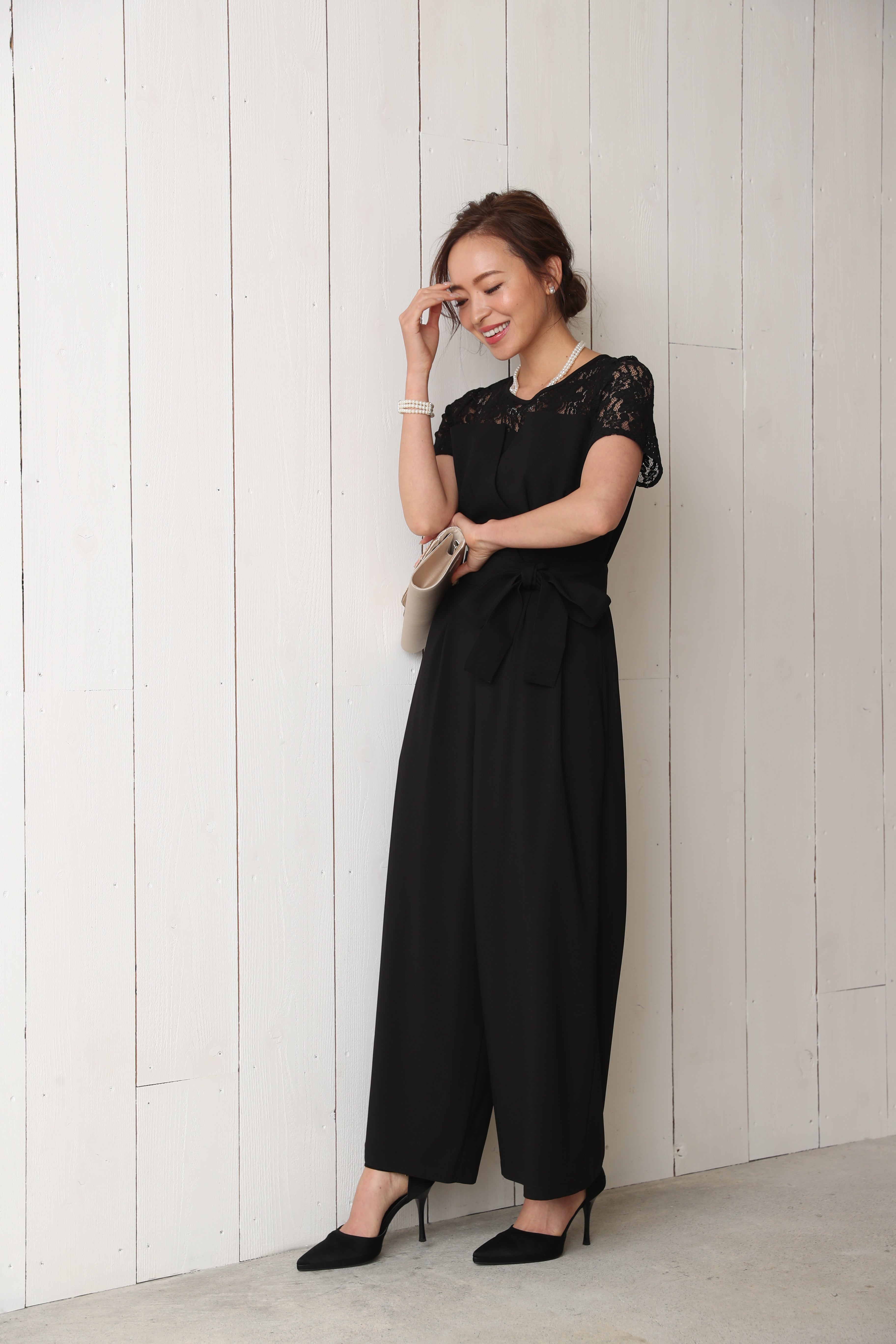 [レンタル] BELINDA DE CAPRIS 袖付きタックテーパード オールインワン パンツドレス ブラックの宅配レンタル - 14