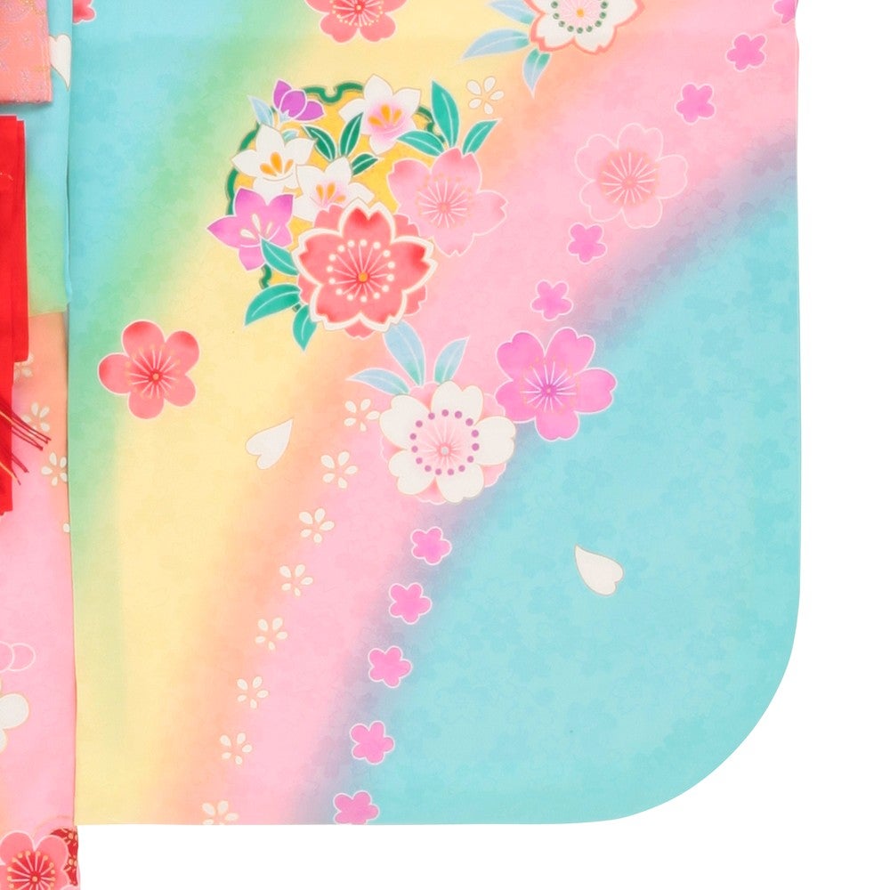 [レンタル] 七五三/節句 着物セット 7歳女の子 陽気な天使 レインボー柄 ふんわりの宅配レンタル - 2