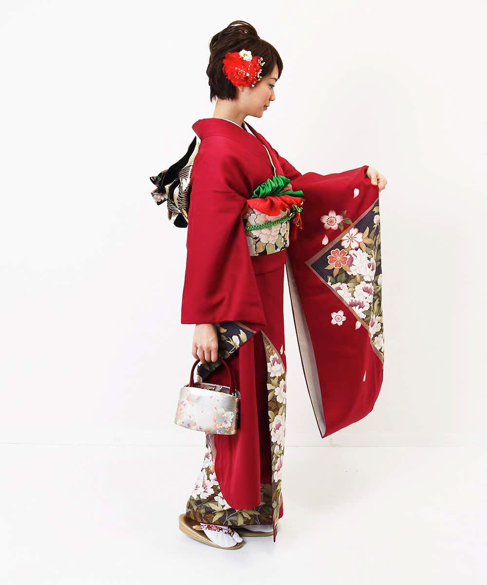 [レンタル] レンタル振袖フルセット-294 赤系 花柄の宅配レンタル - 4