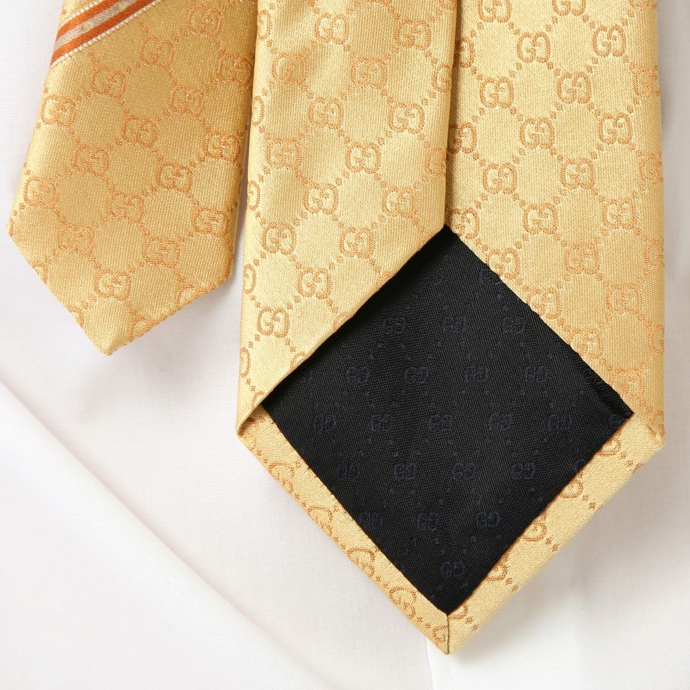 【良品】 GUCCI グッチ GG柄 イエロー系 ネクタイ レンタル] グッチ メンズネクタイ シルク イエロー GG柄 イエローの