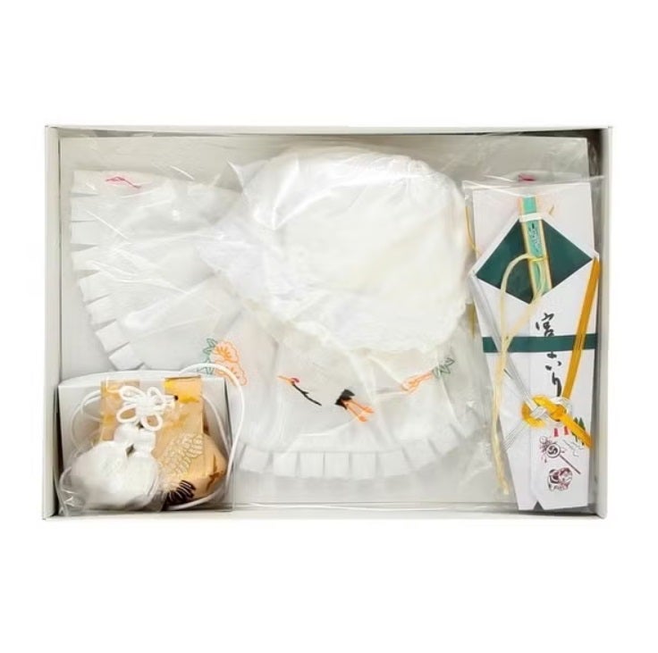 [レンタル] [手描友禅] 男の子 お宮参り 産着 手描友禅 レンタル6点フルセット 正絹 霞に小槌 深緑色の宅配レンタル - 8