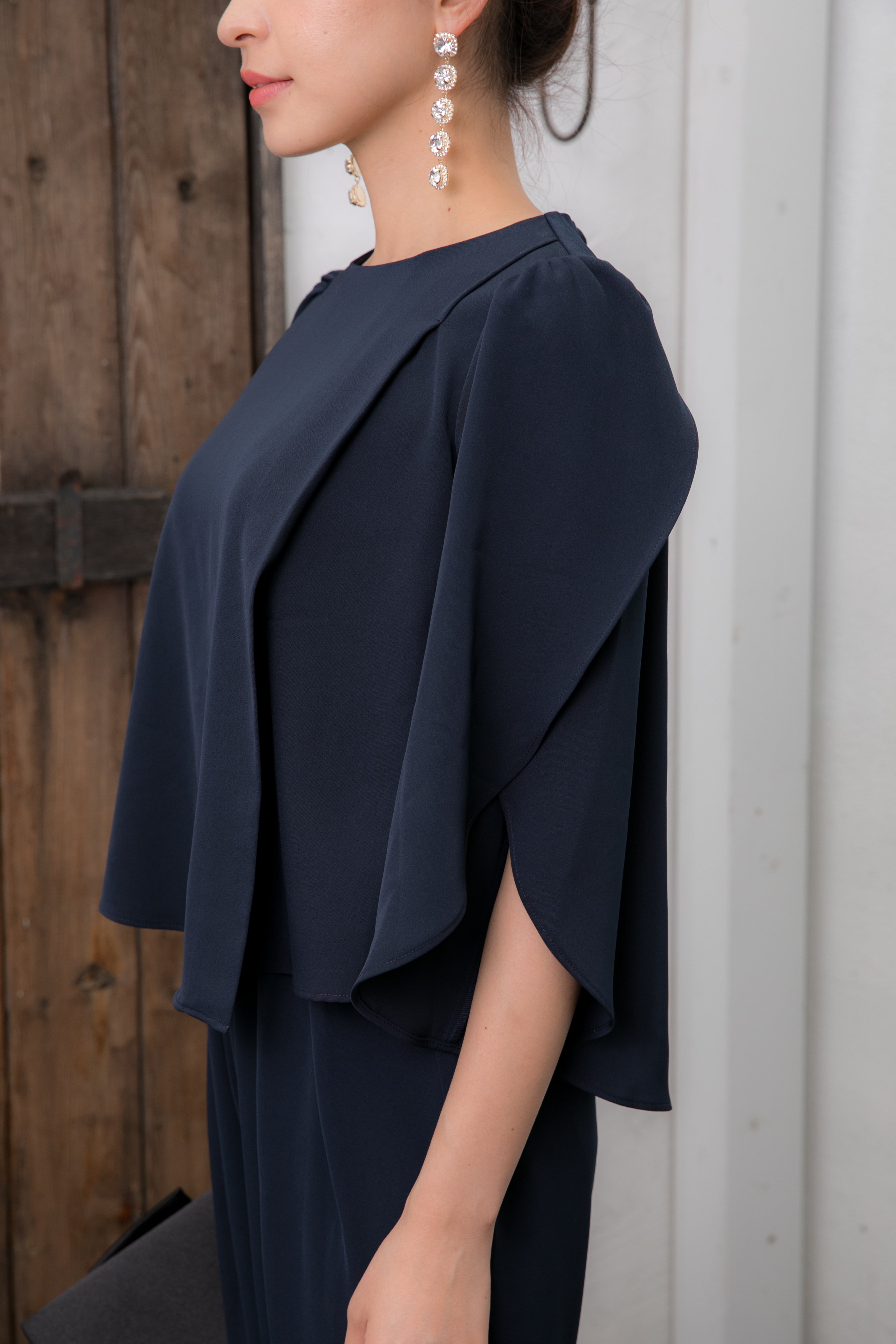 [レンタル] BELINDA DE CAPRIS チューリップスリーブ セットアップ パンツドレス ネイビーの宅配レンタル - 15