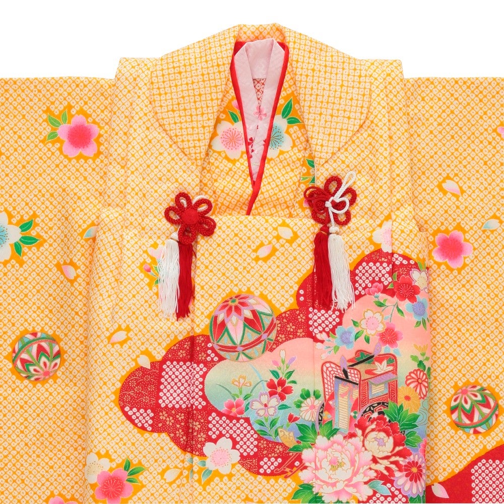 七五三/節句 被布セット 3歳女の子 被布セット 鞠 花々