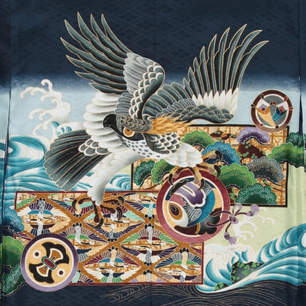 [レンタル] 七五三/節句 袴セット 5歳男の子 交織 絵羽 四ツ身 選べる5色 (グレー / 白 / 黒 / 青 / 紫)の宅配レンタル - 14