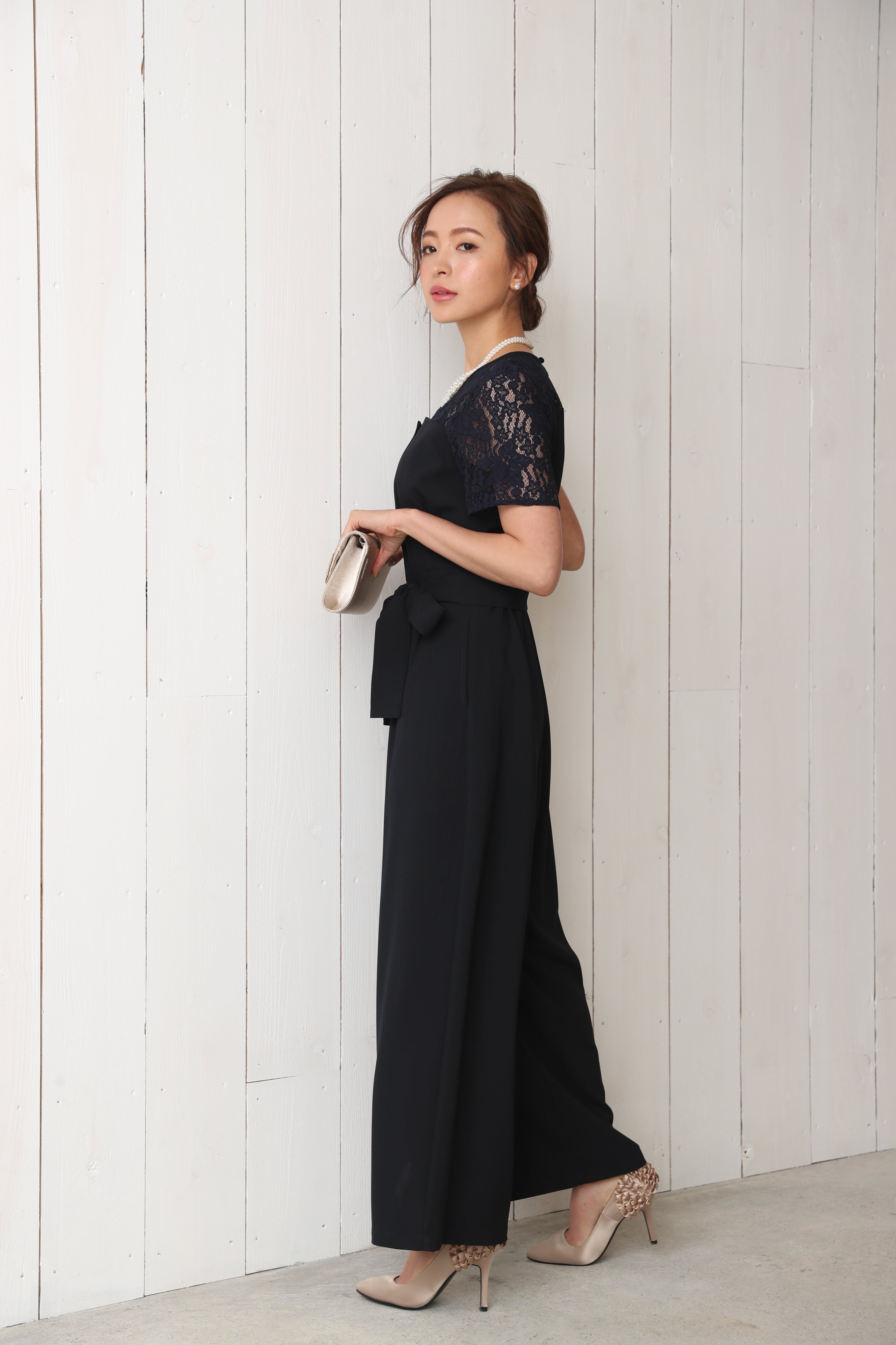 [レンタル] BELINDA DE CAPRIS 袖付きタックテーパード オールインワン パンツドレス ネイビーの宅配レンタル - 10