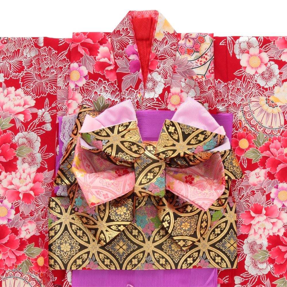 [レンタル] 七五三/節句 着物セット 7歳女の子 満開 牡丹柄の宅配レンタル - 1