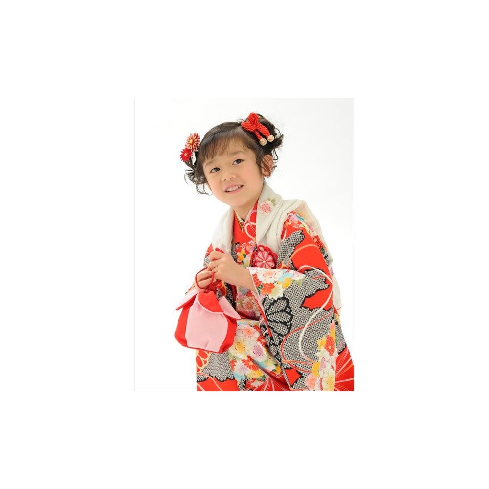 [レンタル] 七五三/節句 被布セット 3歳女の子 疋田柄 花手毬の宅配レンタル - 4