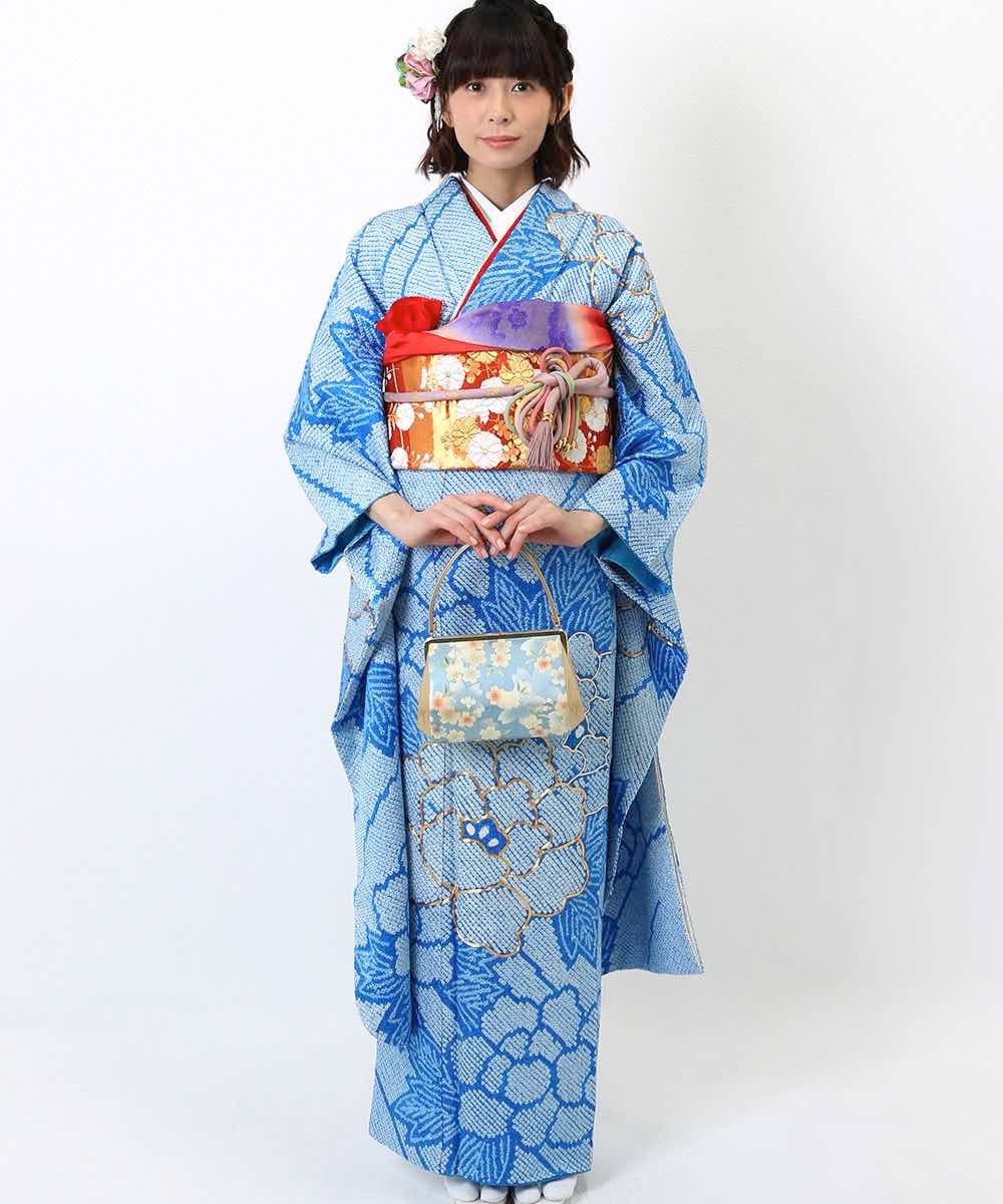 [レンタル] レンタル振袖フルセット-853 青系 花柄の宅配レンタル - 10