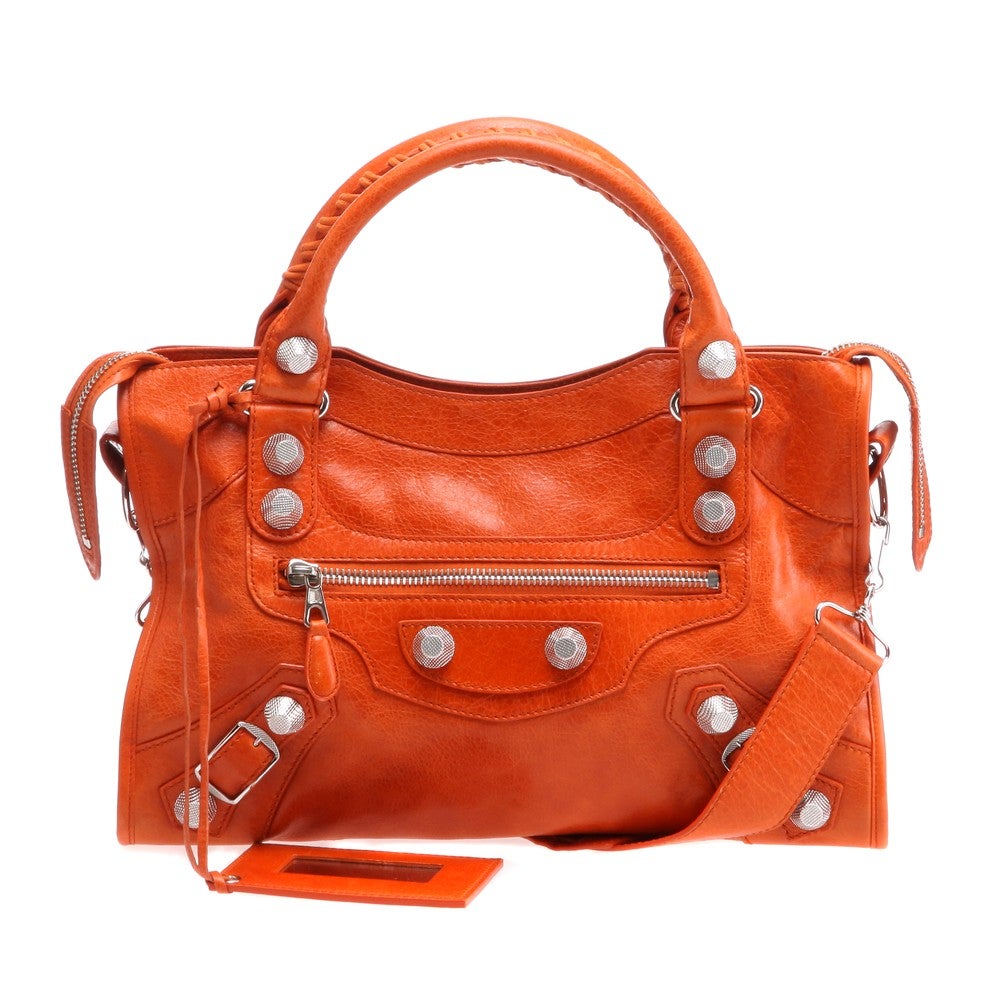 [レンタル] レディース バレンシアガ ジャイアント GIANT CITY レザー ハンドバッグ オレンジ