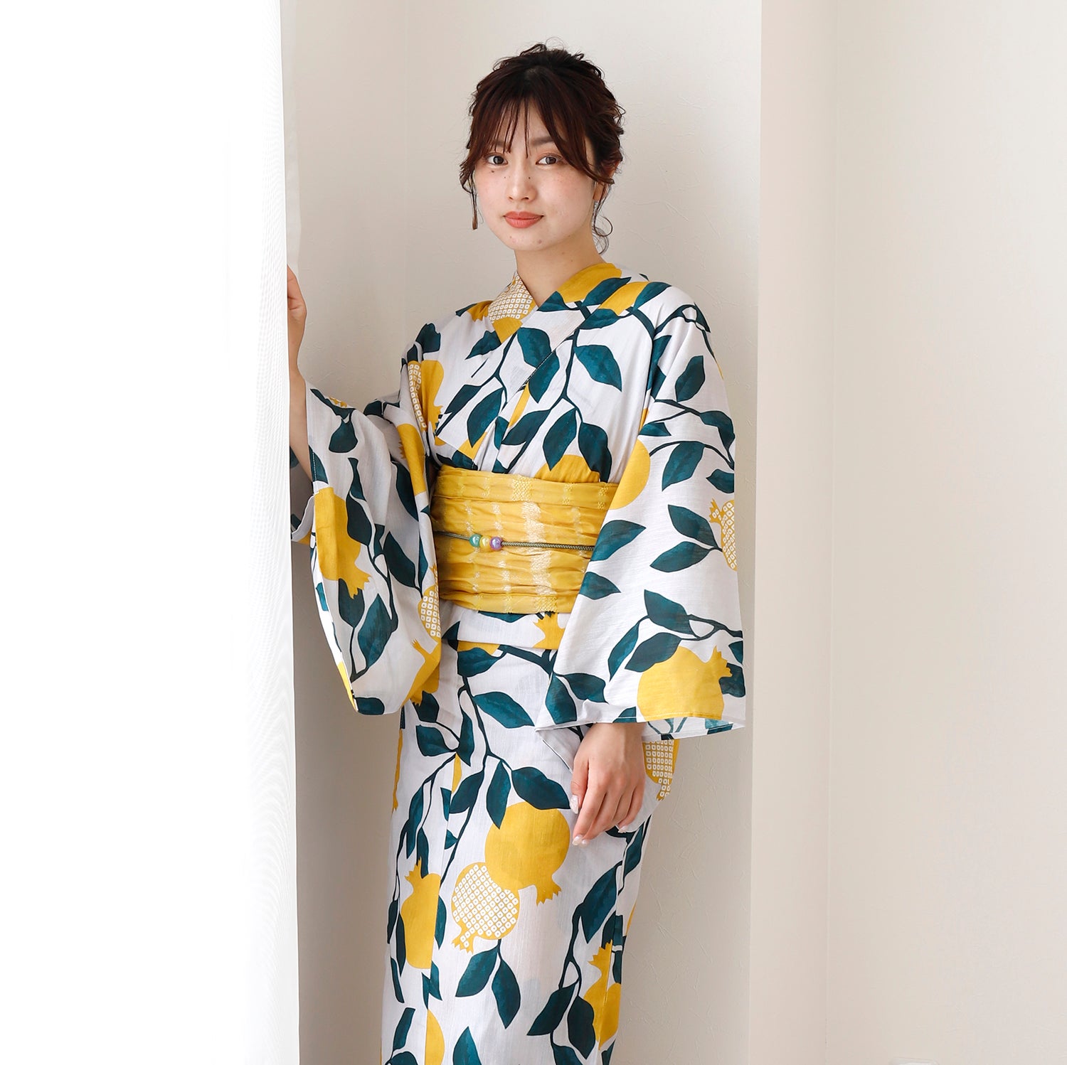 [レンタル] [2025新作]SION レディース浴衣 葉模様 フリーサイズ
