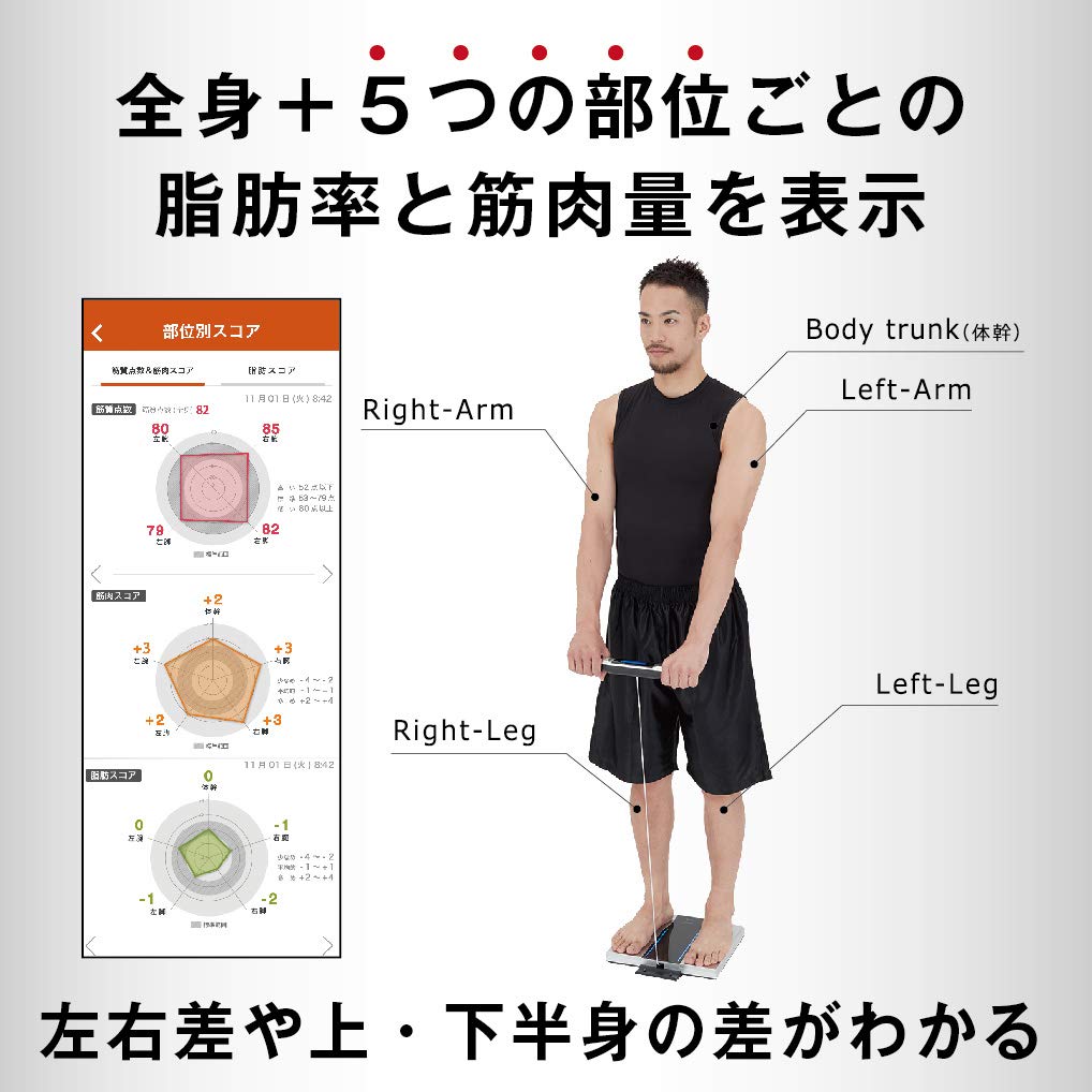 【週末限定値下げ】タニタ 体組成計　部位別 日本製 RD-800 タニタ 体組成計（BLE／筋質点数／100g測定）｜RD-505-SV