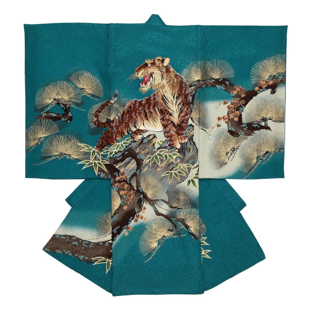 男の子 お宮参り 産着レンタル6点フルセット 正絹 猛虎 松竹