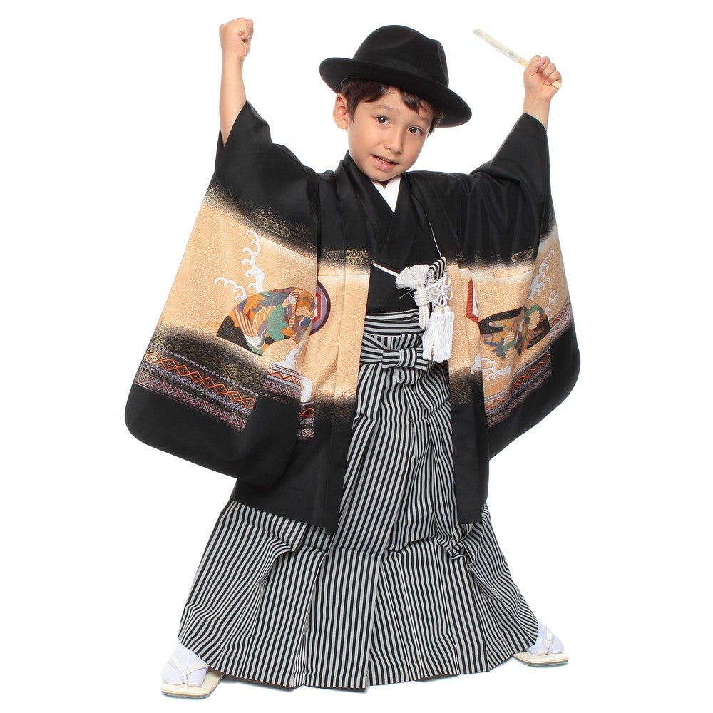 [レンタル] 七五三/節句 袴セット 5歳 男の子 金色模様 兜の宅配レンタル - 5