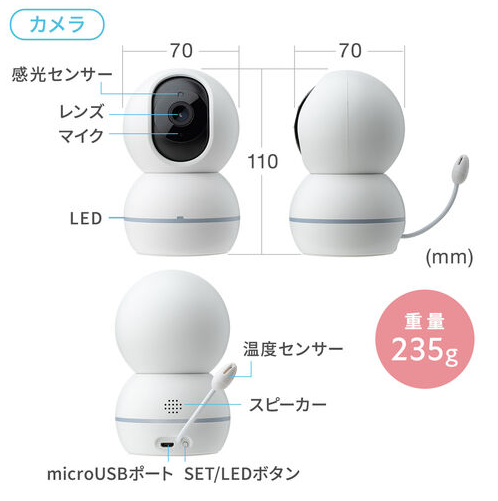 [レンタル] サンワサプライ 見守りカメラ 400-CAM101SET カメラ・モニターセット - 3