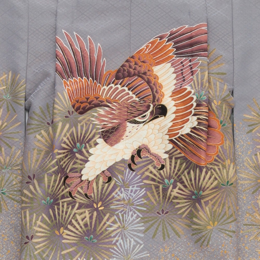 [レンタル] 七五三/節句 袴セット 5歳 男の子 赤鷹 小槌 グレー