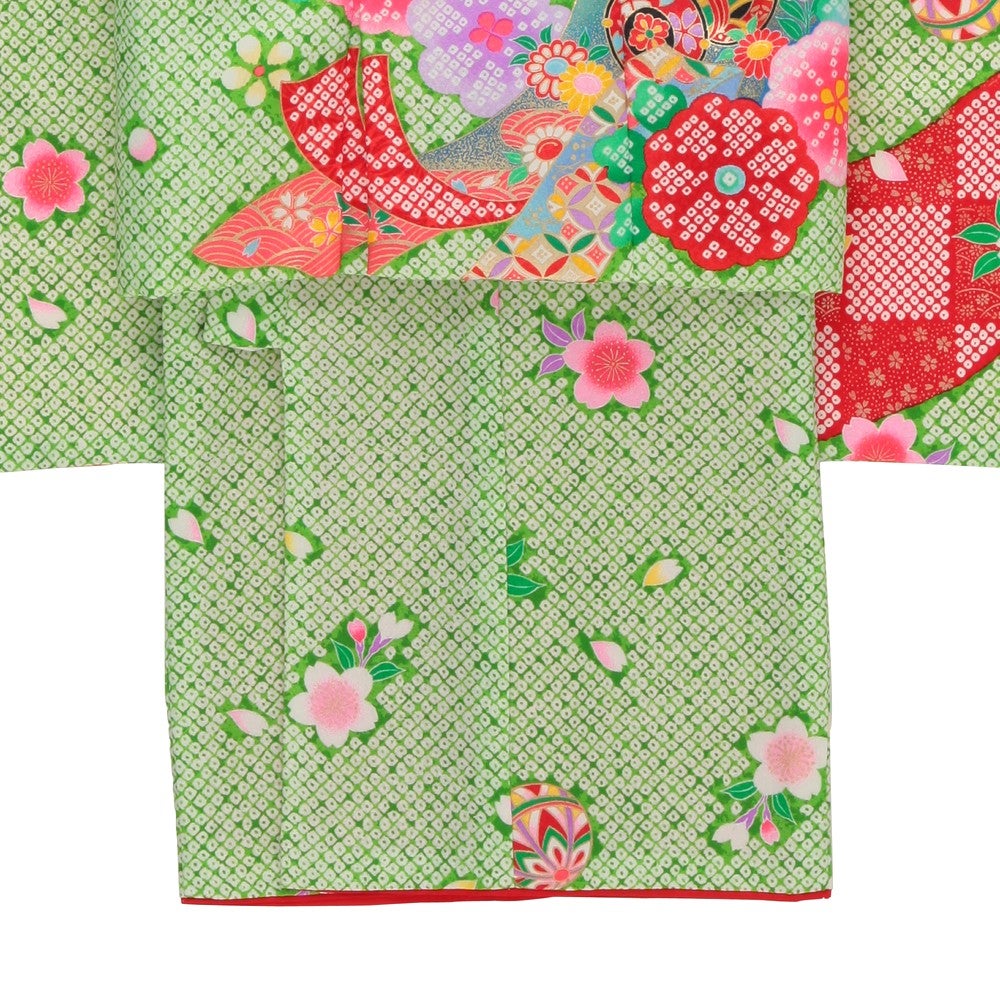 [レンタル] 七五三/節句 被布セット 3歳女の子 被布セット 花々 小太鼓の宅配レンタル - 3