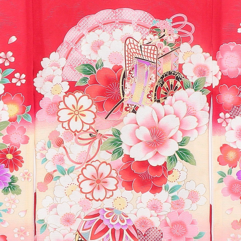 [レンタル] 女の子 お宮参り 産着・絽（夏用）レンタル6点フルセット 正絹 御所車 小鼓の宅配レンタル - 3